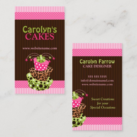 スタイリッシュな芸術のケーキのベーカリー 名刺 (正面/裏面)