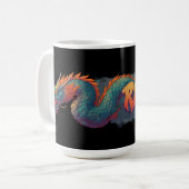 スタイリッシュな落書きドラゴンの壁画と太字の「RISE」 コーヒーマグカップ (正面左)