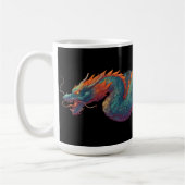 スタイリッシュな落書きドラゴンの壁画と太字の「RISE」 コーヒーマグカップ (左)