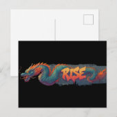 スタイリッシュな落書きドラゴンの壁画と太字の「RISE」 ポストカード (正面/裏面)