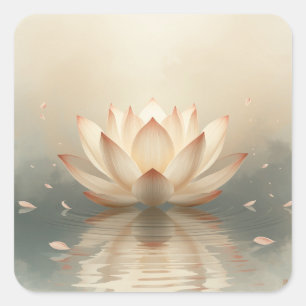 スタイリッシュな蓮の花の絵画イメージ スクエアシール