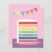 スタイリッシュな虹のケーキのバースデーパーティ招待状 招待状 (正面/裏面)