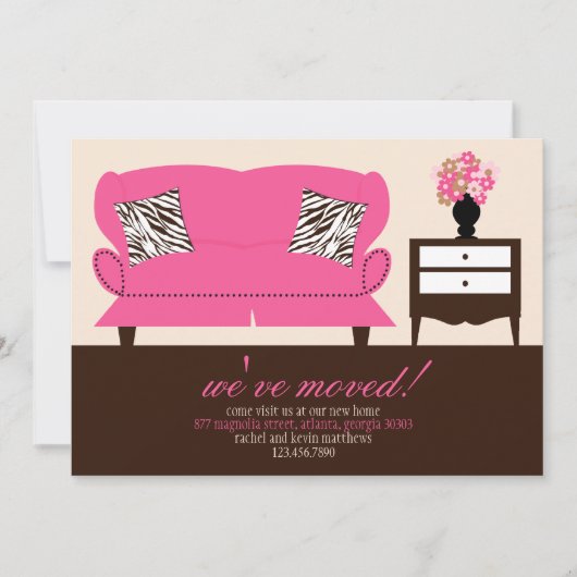 スタイリッシュな装飾の移動発表 案内状 (正面)