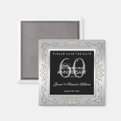 スタイリッシュな装飾シルバー60周年結婚記念 マグネット (正面/裏面)