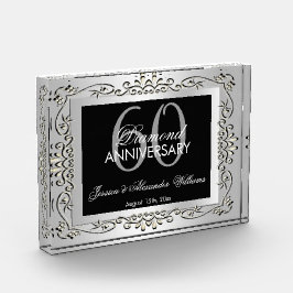 スタイリッシュな装飾シルバー60周年記念結婚式 フォトブロック