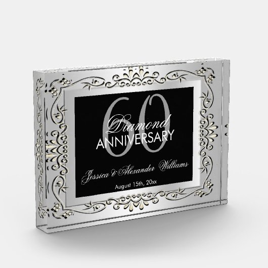 スタイリッシュな装飾シルバー60周年記念結婚式 フォトブロック (左)
