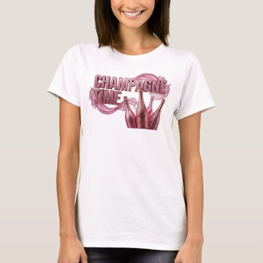 スタイリッシュな赤いシャンパンタイムTシャツ Tシャツ (正面)
