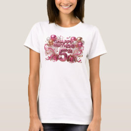 スタイリッシュな赤いHAPPY BIRTHDAY 5TH Tシャツ