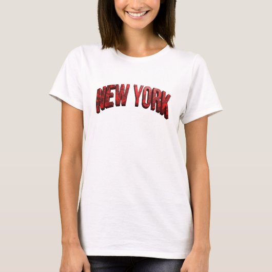 スタイリッシュな赤いNEW YORK 引用Tシャツ Tシャツ (正面)