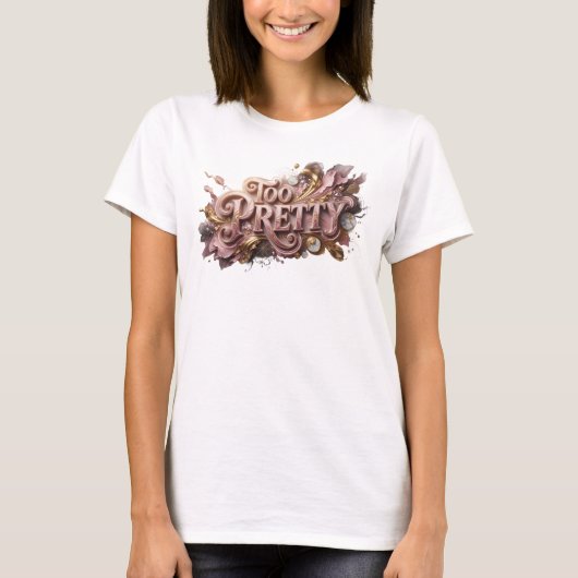 スタイリッシュな赤いTOO+PRETTY引用Tシャツ Tシャツ (正面)