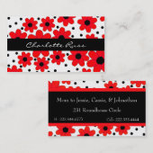 スタイリッシュな赤く及び黒い花のカスタムなお母さんカード コーリングカード (正面/裏面)