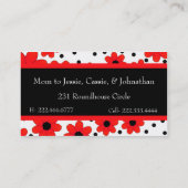 スタイリッシュな赤く及び黒い花のカスタムなお母さんカード コーリングカード (裏面)