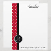 スタイリッシュな赤と白の点かモノグラムレターヘッド レターヘッド (正面/裏面)