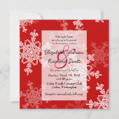 スタイリッシュな赤と白の雪の結晶 ミニマルなクリスマス ウェディング 招待状 (正面)