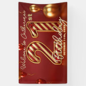 スタイリッシュな赤と金の21歳の誕生日パーティー 横断幕 (縦)