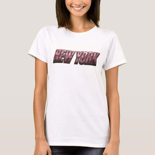 スタイリッシュな赤色のNEW YORKプリント Tシャツ (正面)