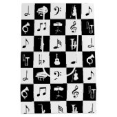 スタイリッシュな近代音楽のノートおよび楽器 ミディアムペーパーバッグ (裏面)