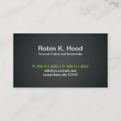 スタイリッシュな重量挙げ選手の黒い金属のあや織りのフィットネス 名刺 (裏面)