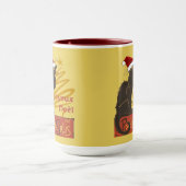 スタイリッシュな金の木が描かれた「Joyeux Noel Le Chat Noir」 マグカップ (中央)