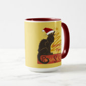 スタイリッシュな金の木が描かれた「Joyeux Noel Le Chat Noir」 マグカップ (正面右)
