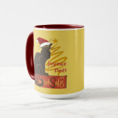 スタイリッシュな金の木が描かれた「Joyeux Noel Le Chat Noir」 マグカップ (正面左)