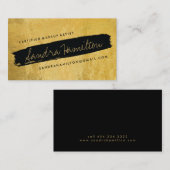 スタイリッシュな金ゴールドおよび黒によって傾けられるブラシの打撃 名刺 (正面/裏面)