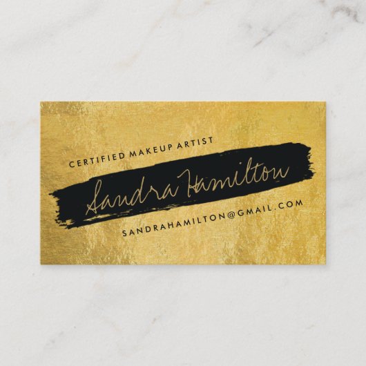スタイリッシュな金ゴールドおよび黒によって傾けられるブラシの打撃 名刺 (正面)
