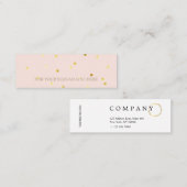 スタイリッシュな金ゴールドのポルカパターンピンクの小型名刺 スキニー名刺 (正面/裏面)