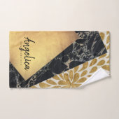 スタイリッシュな金ゴールドの涙のペンキの黒の大理石のモノグラム ハンドタオル (ハンドタオル)