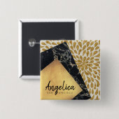 スタイリッシュな金ゴールドの涙のペンキの黒の大理石のモノグラム 缶バッジ (正面&裏面)