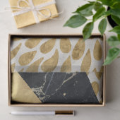 スタイリッシュな金ゴールドの涙の黒の大理石の石のモノグラム 薄葉紙 (ギフト)