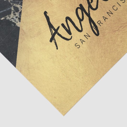 スタイリッシュな金ゴールドの涙の黒の大理石の石のモノグラム 薄葉紙 (詳細)