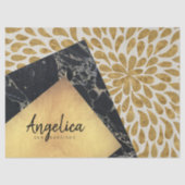 スタイリッシュな金ゴールドの涙の黒の大理石の石のモノグラム 薄葉紙 (正面)