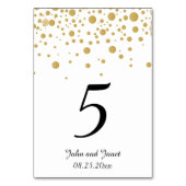 スタイリッシュな金ゴールドの紙吹雪は2%のpipe%白い背景に点を打ちます テーブルナンバー (裏面)