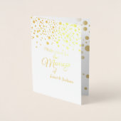 スタイリッシュな金ゴールドの紙吹雪は|の白い背景に点を打ちます 箔カード (正面)