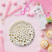 スタイリッシュな金ゴールドホイルの紙吹雪の点 ペーパープレート (パーティー)