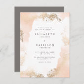 スタイリッシュな金ゴールド塵及び赤面の水彩画の結婚式 インビテーションポストカード (正面/裏面)