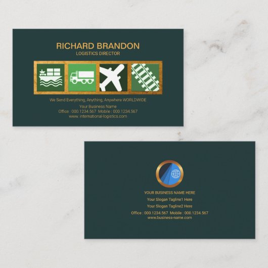 スタイリッシュな金ゴールド箱の交通機関は兵站学のスタイルを作ります 名刺 (正面/裏面)