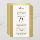 スタイリッシュな金タンおよび白くカスタムな結婚式メニュー メニュー (正面/裏面)
