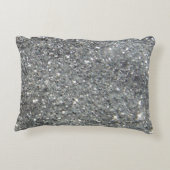 スタイリッシュな銀製のグリッターの輝きの写真 アクセントクッション (裏面)