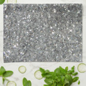 スタイリッシュな銀製のグリッターの輝きの写真 キッチンタオル (折り畳み)