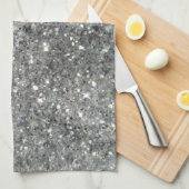 スタイリッシュな銀製のグリッターの輝きの写真 キッチンタオル (四つ折り)