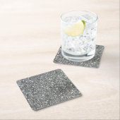スタイリッシュな銀製のグリッターの輝きの写真 スクエアペーパーコースター (インサイチュ)