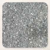 スタイリッシュな銀製のグリッターの輝きの写真 スクエアペーパーコースター (正面)