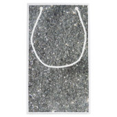 スタイリッシュな銀製のグリッターの輝きの写真 スモールペーパーバッグ (裏面)