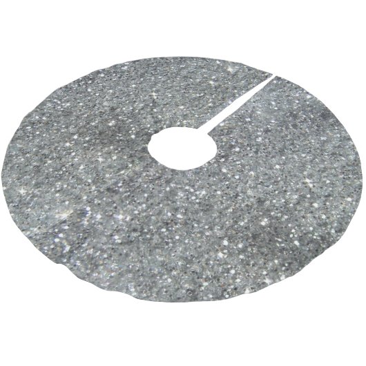 スタイリッシュな銀製のグリッターの輝きの写真 ブラッシュドポリエステルツリースカート (アングル)