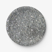 スタイリッシュな銀製のグリッターの輝きの写真 ペーパープレート (正面)