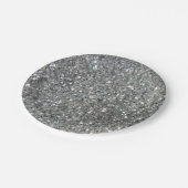 スタイリッシュな銀製のグリッターの輝きの写真 ペーパープレート (アングル)