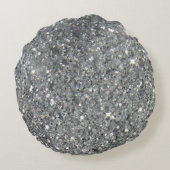 スタイリッシュな銀製のグリッターの輝きの写真 ラウンドクッション (裏面)