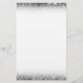 スタイリッシュな銀製のグリッターの輝きの写真 便箋 (正面)